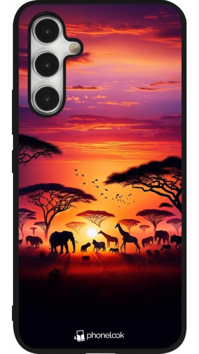 Coque Samsung Galaxy A54 5G - Silicone rigide noir Safari sunset wildlife