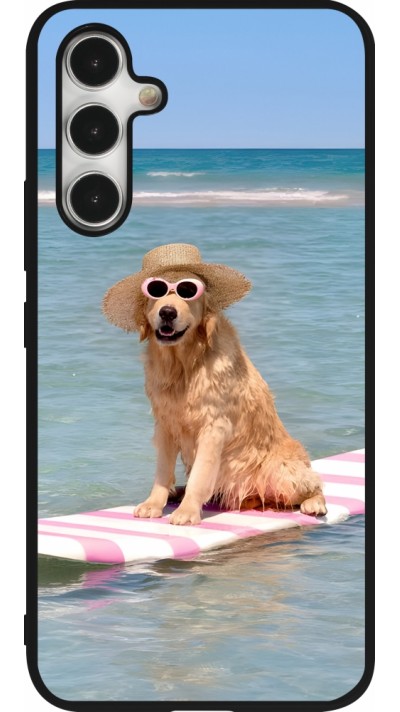 Coque Samsung Galaxy A54 5G - Silicone rigide noir Summer Dog on Paddle