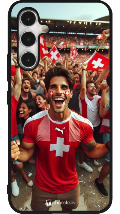 Coque Samsung Galaxy A54 5G - Silicone rigide noir Supporter Suisse Euro 2024