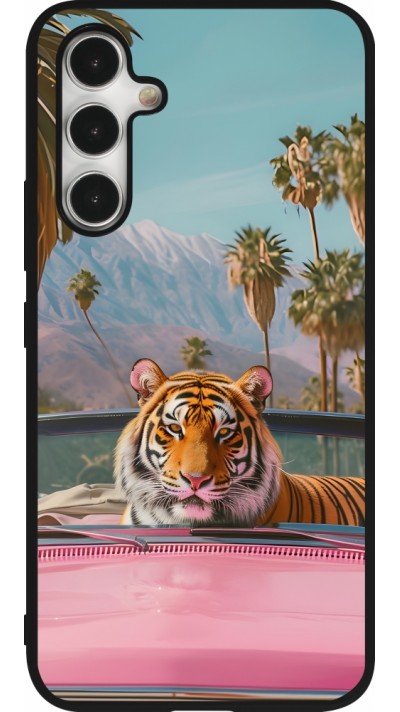 Coque Samsung Galaxy A54 5G - Silicone rigide noir Tigre voiture rose