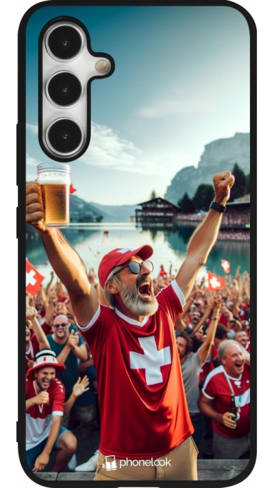 Coque Samsung Galaxy A54 5G - Silicone rigide noir Victoire suisse fan zone Euro 2024