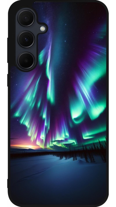 Samsung Galaxy A55 5G Case Hülle - Silikon schwarz Funkelndes Nordlicht