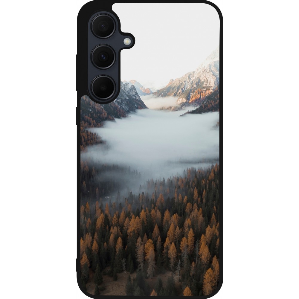 Samsung Galaxy A55 5G Case Hülle - Silikon schwarz Autumn 22 forest lanscape