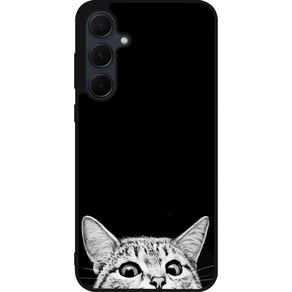 Samsung Galaxy A55 5G Case Hülle - Silikon schwarz Cat Looking Up Black