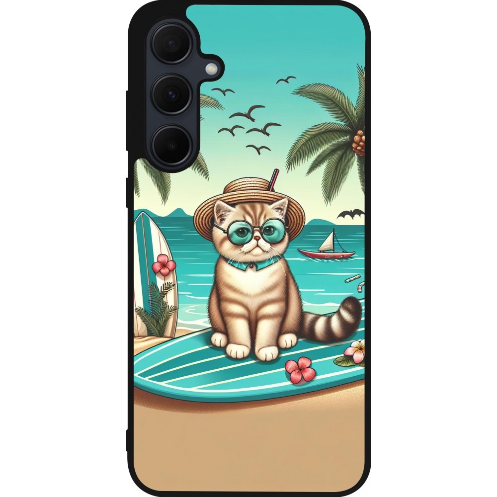 Samsung Galaxy A55 5G Case Hülle - Silikon schwarz Chat Surf Stil