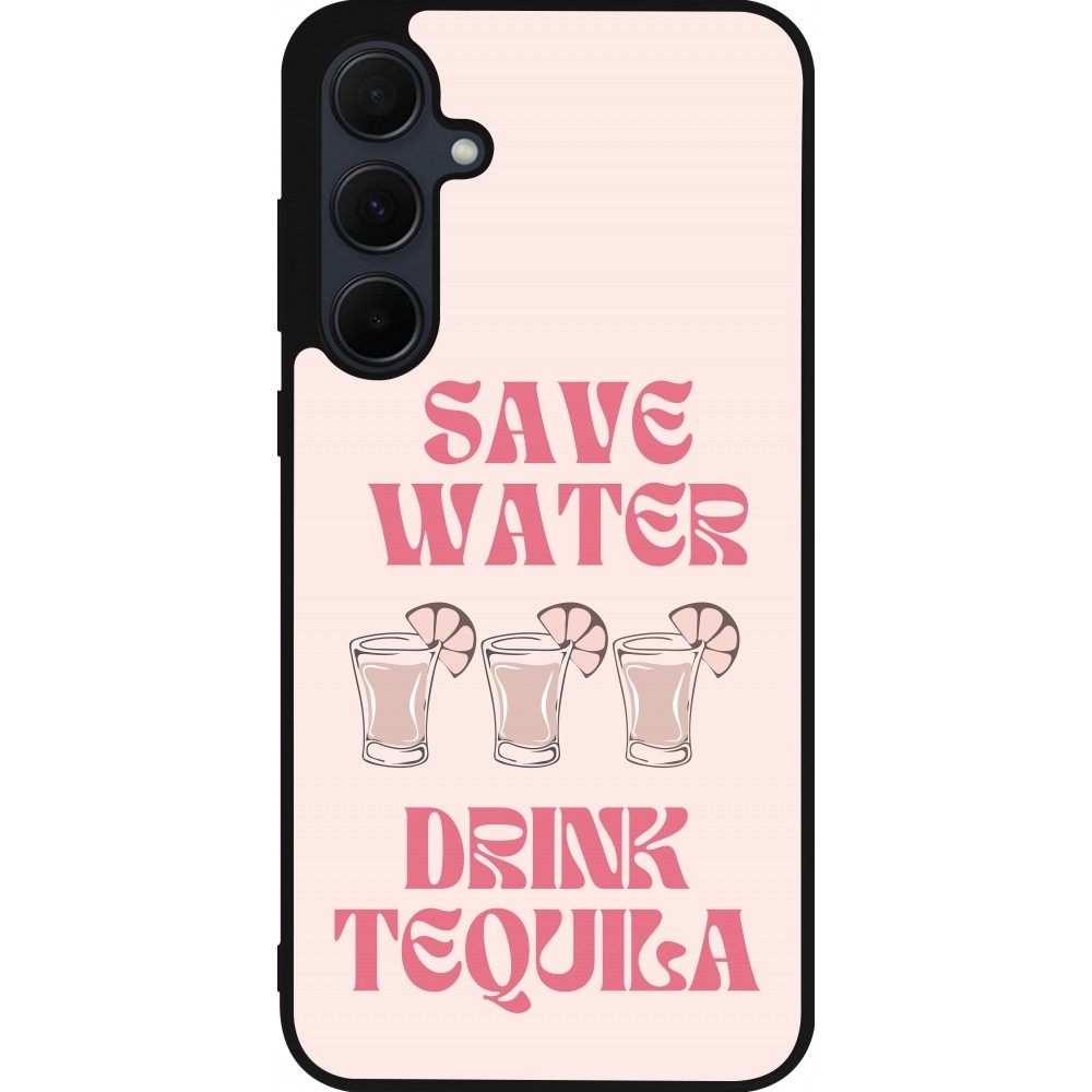 Samsung Galaxy A55 5G Case Hülle - Silikon schwarz Cocktail Save Water Drink Tequila