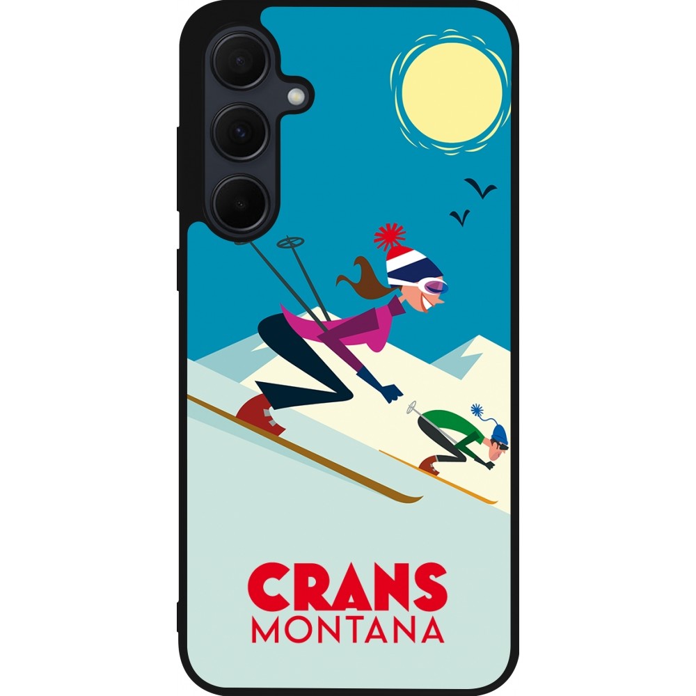 Samsung Galaxy A55 5G Case Hülle - Silikon schwarz Crans-Montana Ski Downhill