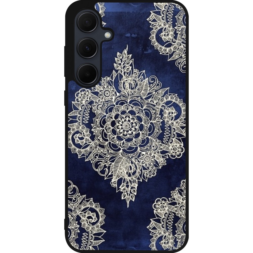 Samsung Galaxy A55 5G Case Hülle - Silikon schwarz Cream Flower Moroccan