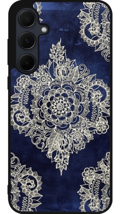 Samsung Galaxy A55 5G Case Hülle - Silikon schwarz Cream Flower Moroccan