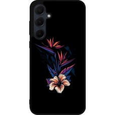 Samsung Galaxy A55 5G Case Hülle - Silikon schwarz Dark Flowers