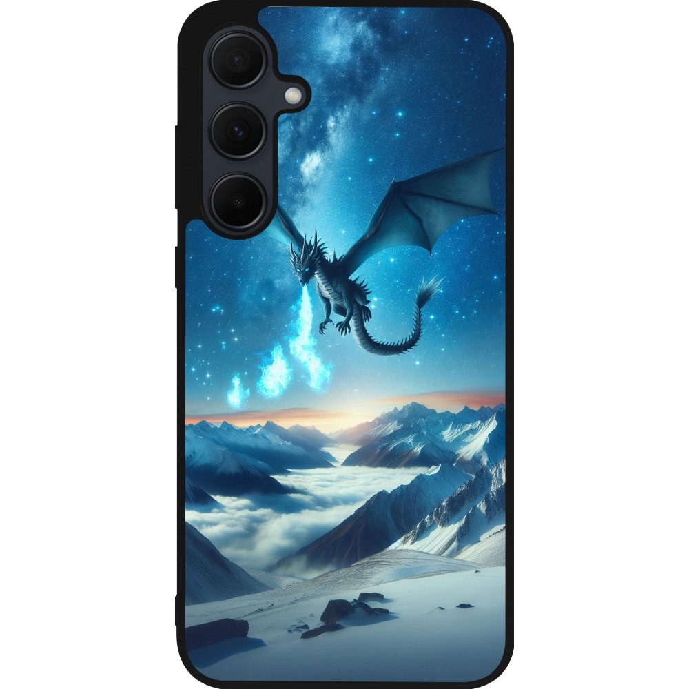 Samsung Galaxy A55 5G Case Hülle - Silikon schwarz Drache nächtliche Berg