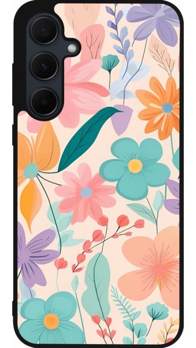 Samsung Galaxy A55 5G Case Hülle - Silikon schwarz Easter 2024 spring flowers