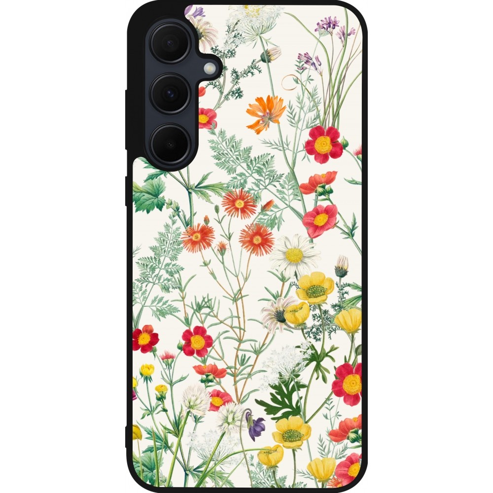 Samsung Galaxy A55 5G Case Hülle - Silikon schwarz Flora Botanical Wildlife