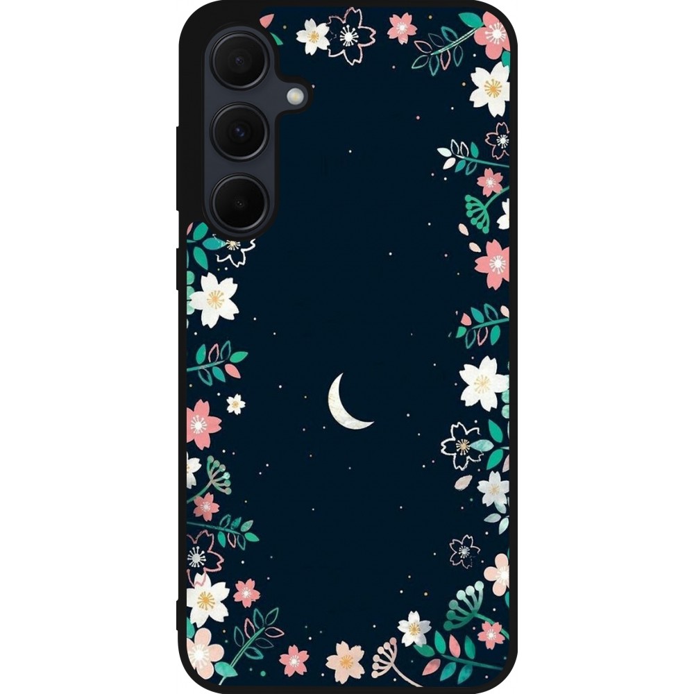 Samsung Galaxy A55 5G Case Hülle - Silikon schwarz Flowers space