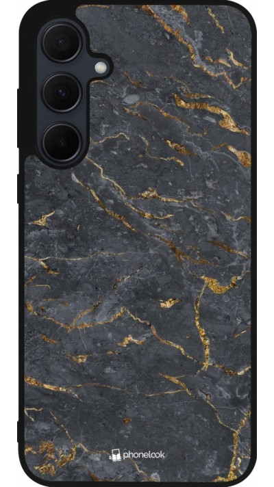 Samsung Galaxy A55 5G Case Hülle - Silikon schwarz Grey Gold Marble