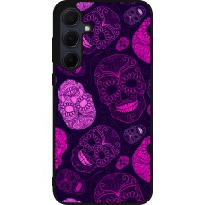 Samsung Galaxy A55 5G Case Hülle - Silikon schwarz Halloween 2023 pink skulls