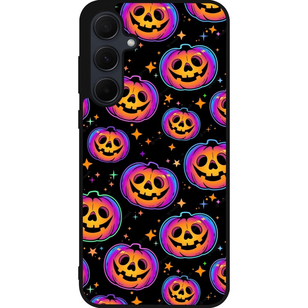 Samsung Galaxy A55 5G Case Hülle - Silikon schwarz Halloween 2024 rainbow pumpkins