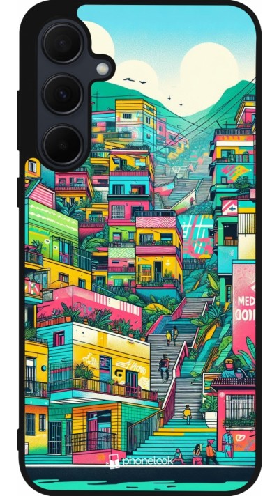 Samsung Galaxy A55 5G Case Hülle - Silikon schwarz Medellin Comuna 13 Kunst