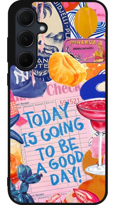 Samsung Galaxy A55 5G Case Hülle - Silikon schwarz Preppy Today is Going to be a good day