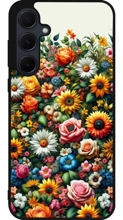 Samsung Galaxy A55 5G Case Hülle - Silikon schwarz Sommer Blumenmuster