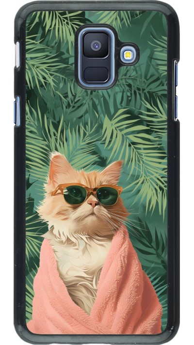 Samsung Galaxy A6 Case Hülle - Cat Summer Palms