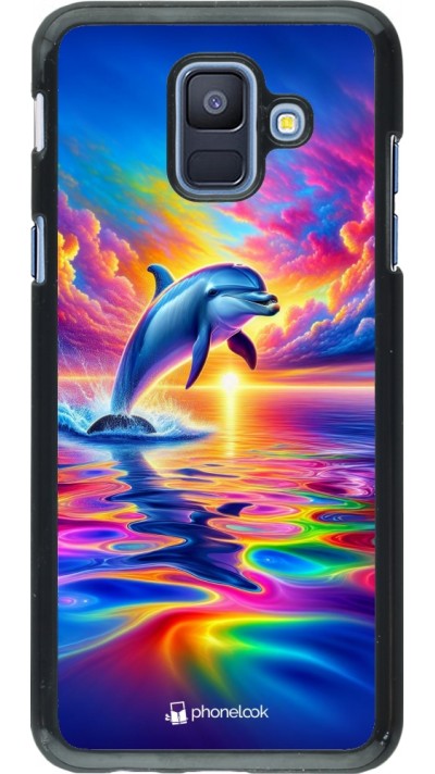 Samsung Galaxy A6 Case Hülle - Glücklicher Regenbogen-Delfin