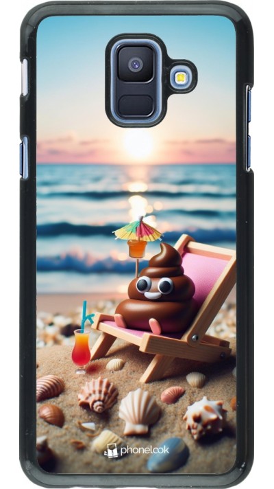 Samsung Galaxy A6 Case Hülle - Kackhaufen Emoji auf Liegestuhl