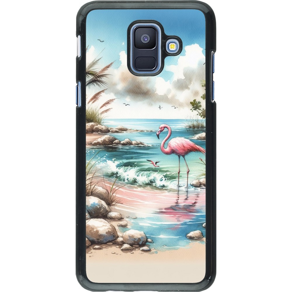 Samsung Galaxy A6 Case Hülle - Flamingo Aquarell