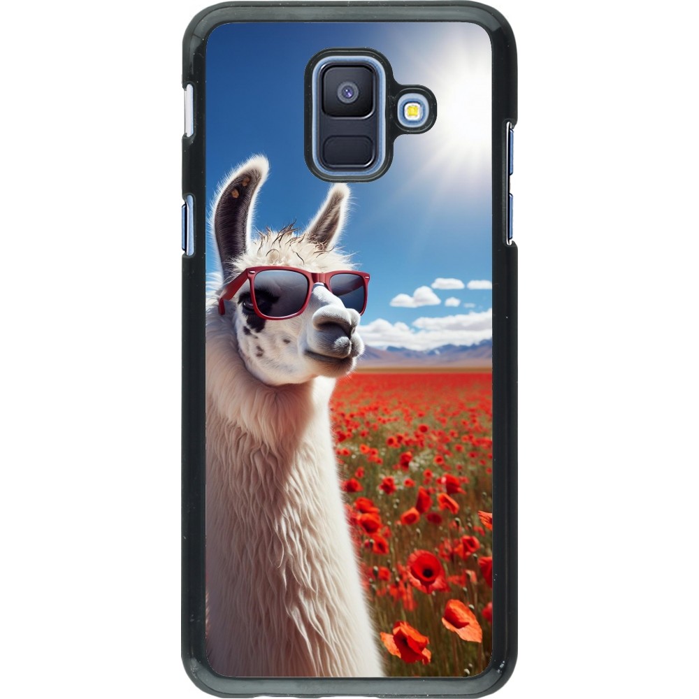 Samsung Galaxy A6 Case Hülle - Lama Chic in Mohnblume