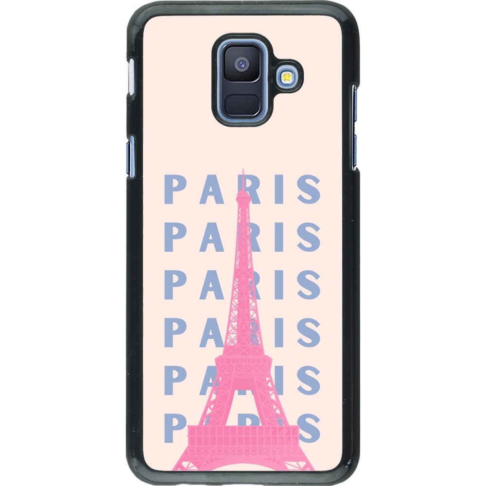 Samsung Galaxy A6 Case Hülle - Paris Pink Print