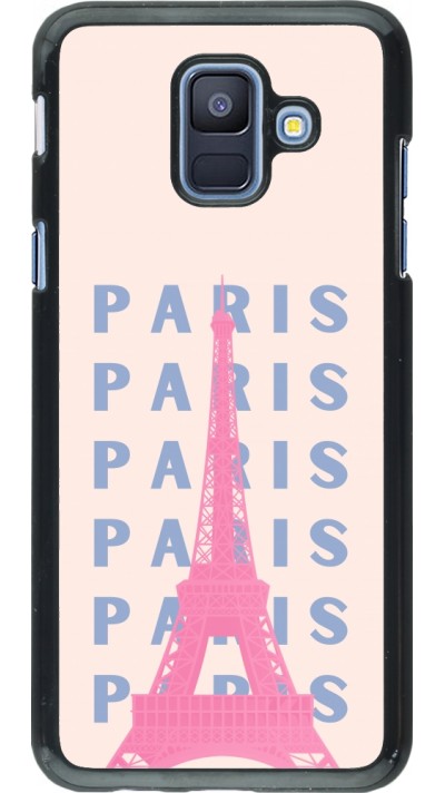 Samsung Galaxy A6 Case Hülle - Paris Pink Print