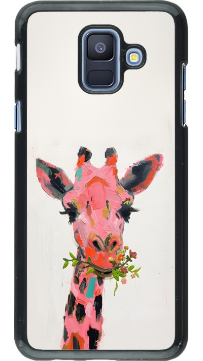 Samsung Galaxy A6 Case Hülle - Pink Girafe Paint