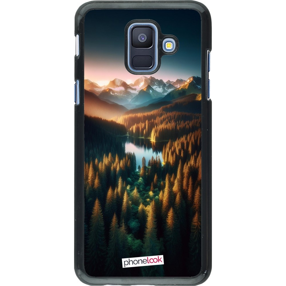 Samsung Galaxy A6 Case Hülle - Sonnenuntergang Waldsee