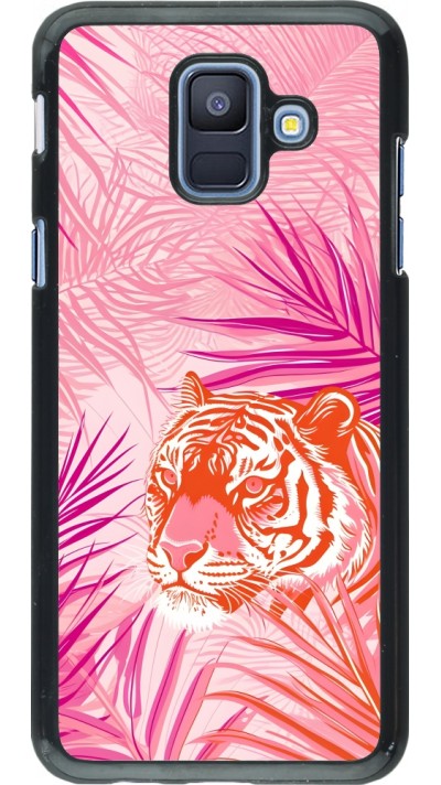 Coque Samsung Galaxy A6 - Tigre palmiers roses