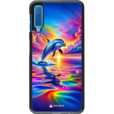 Samsung Galaxy A7 Case Hülle - Glücklicher Regenbogen-Delfin