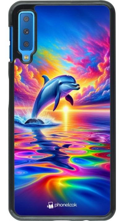 Samsung Galaxy A7 Case Hülle - Glücklicher Regenbogen-Delfin