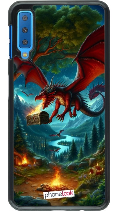 Samsung Galaxy A7 Case Hülle - Drache Fliegend Wald Schatz