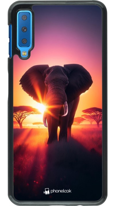 Samsung Galaxy A7 Case Hülle - Elefant Sonnenaufgang Schönheit