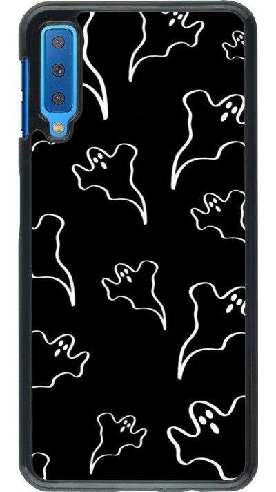 Samsung Galaxy A7 Case Hülle - Halloween 2024 black and white ghosts