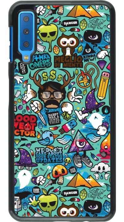 Samsung Galaxy A7 Case Hülle - Mixed Cartoons Turquoise