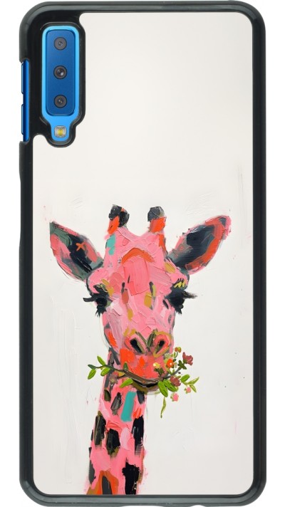 Samsung Galaxy A7 Case Hülle - Pink Girafe Paint