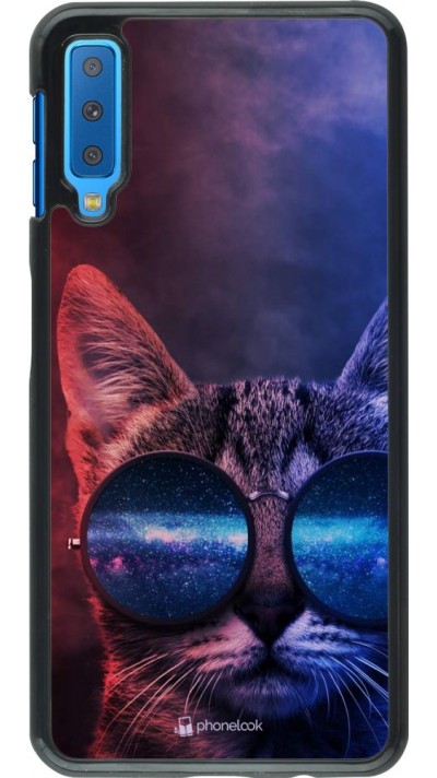 Hülle Samsung Galaxy A7 - Red Blue Cat Glasses