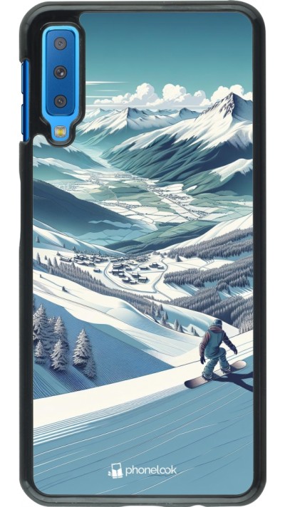 Samsung Galaxy A7 Case Hülle - Snowboarder Berg