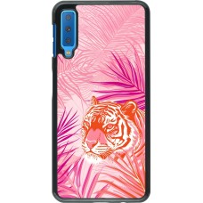 Samsung Galaxy A7 Case Hülle - Tiger Palmen rosa