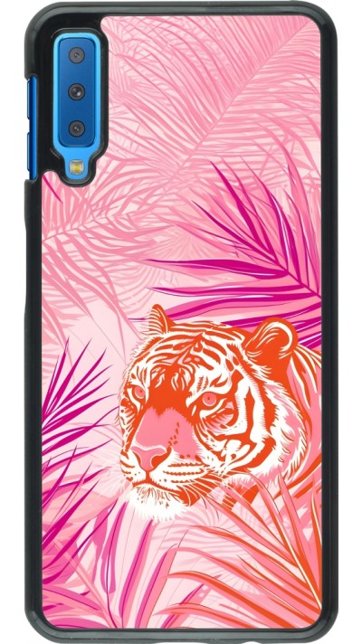 Coque Samsung Galaxy A7 - Tigre palmiers roses