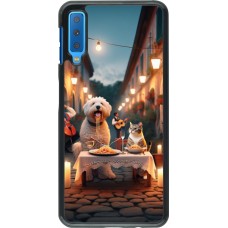 Samsung Galaxy A7 Case Hülle - Valentin 2024 Hund & Katze Kerzenlicht