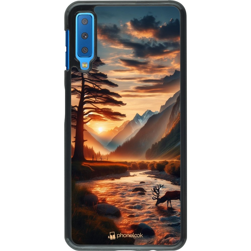 Samsung Galaxy A7 Case Hülle - Tal Sonnenuntergang Hirsch Baum