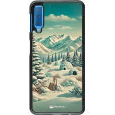 Samsung Galaxy A7 Case Hülle - Vintage Schneebedeckter Berg Iglu