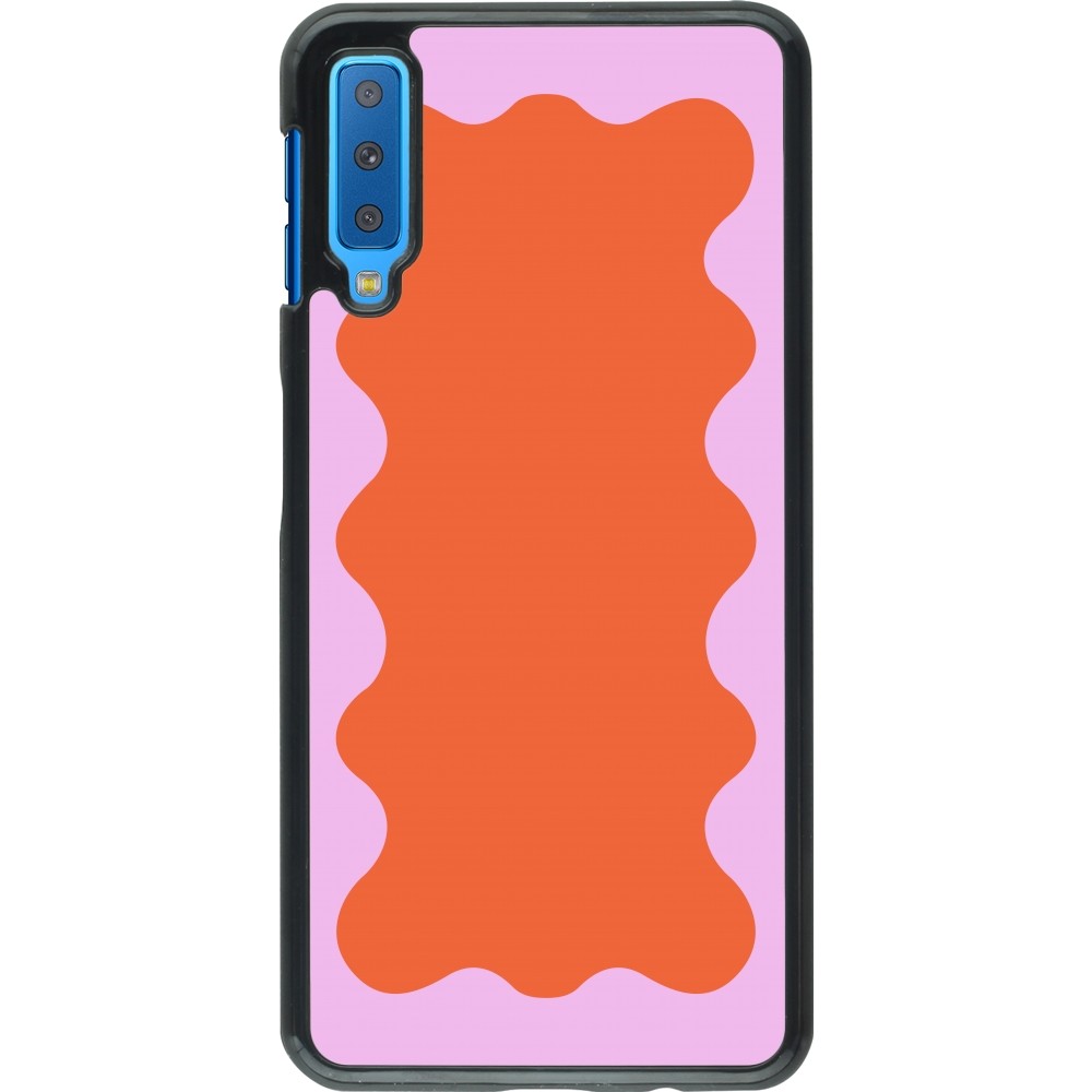 Samsung Galaxy A7 Case Hülle - Wavy Rectangle Orange Pink