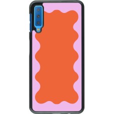 Samsung Galaxy A7 Case Hülle - Wavy Rectangle Orange Pink